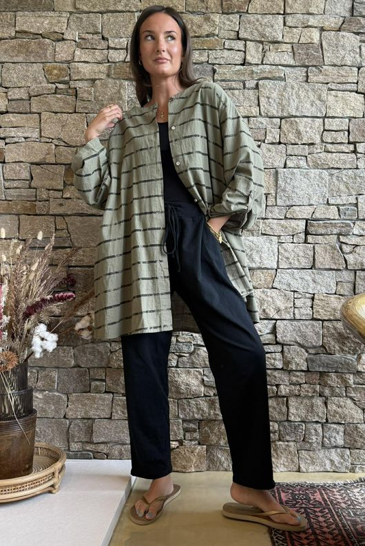 Porto Button Back Breton Tunic Khaki 